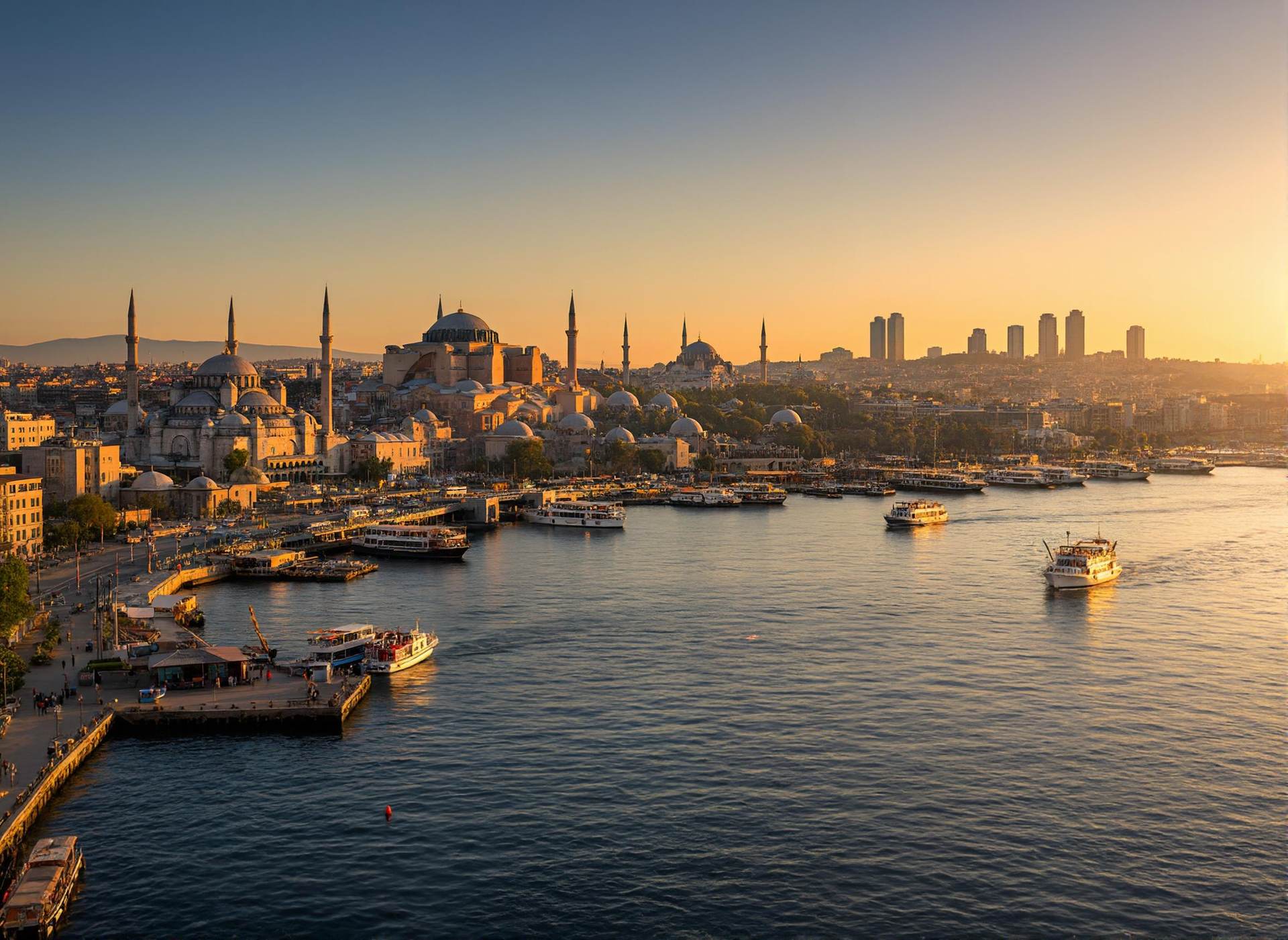 La péninsule historique d'Istanbul au coucher du soleil